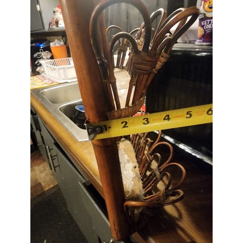 Vintage Large Bamboo Wall Hanging Rack Shelf, Rare Magazine Rack MCM‎ 1960s